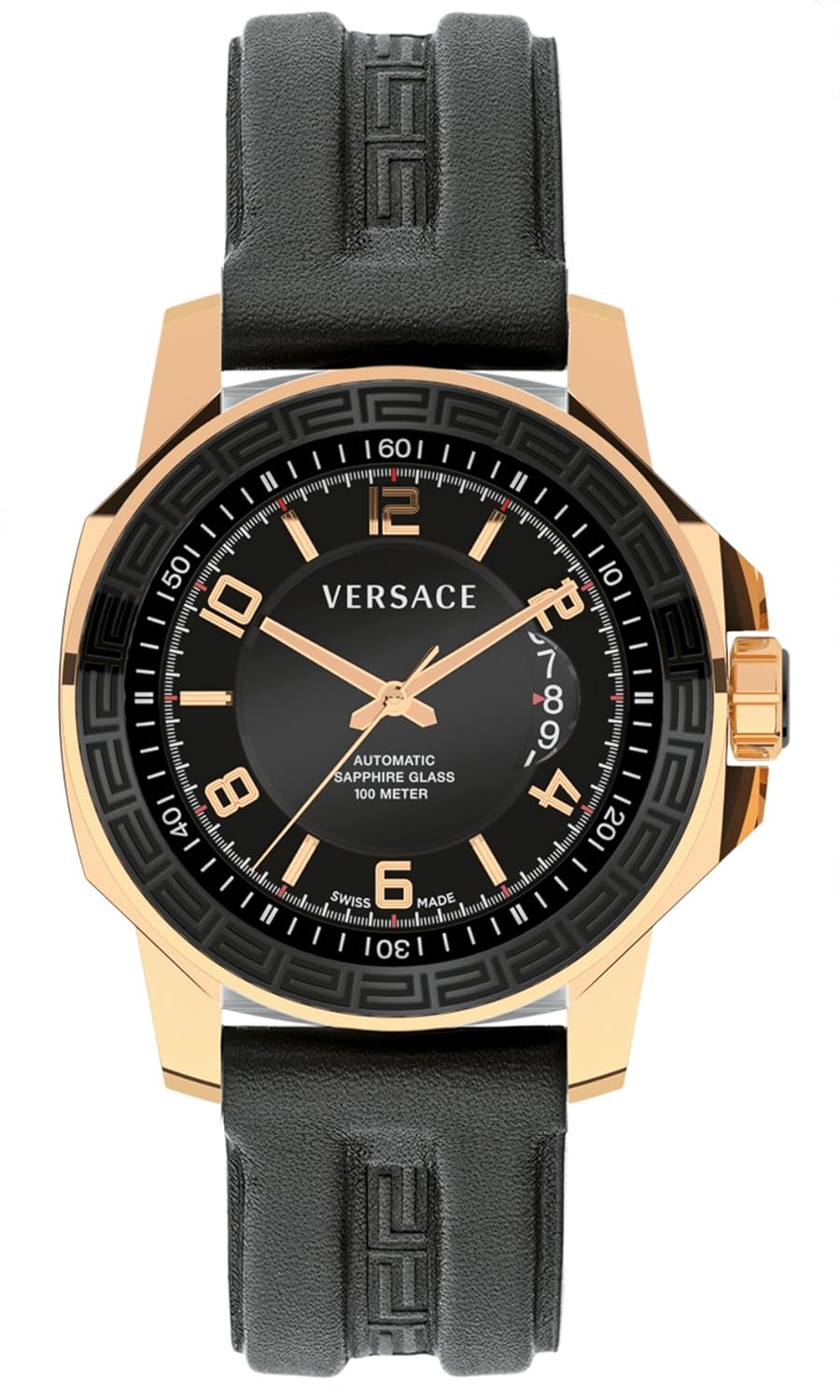 versace 男式19a70d009s009潜水员城市模拟显示自动自 wind 黑色手表